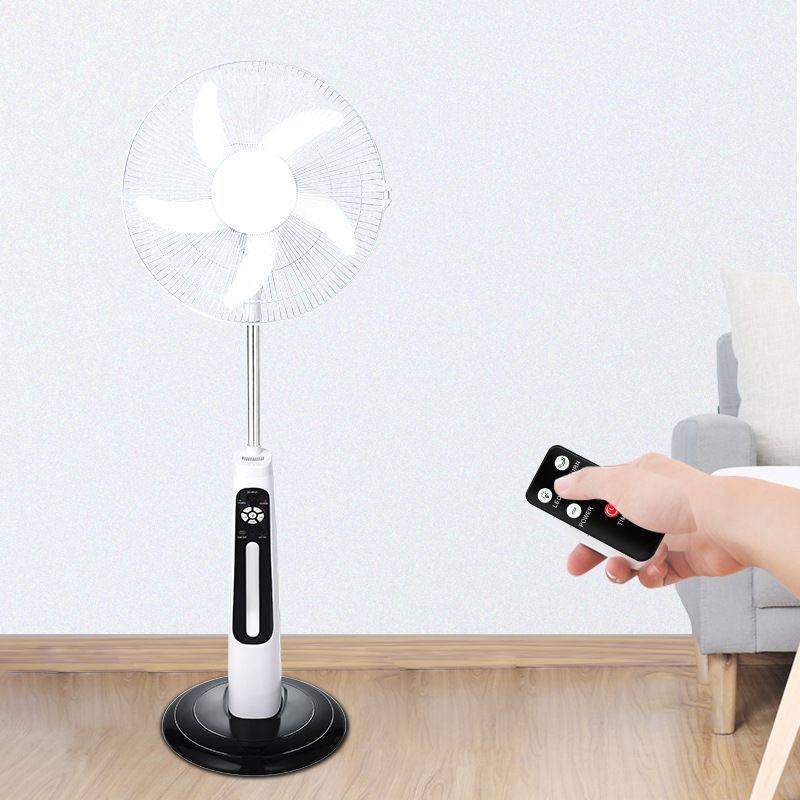 18-Inch Solar Rechargeable Pedestal Fan with LED Bulbs, view 3