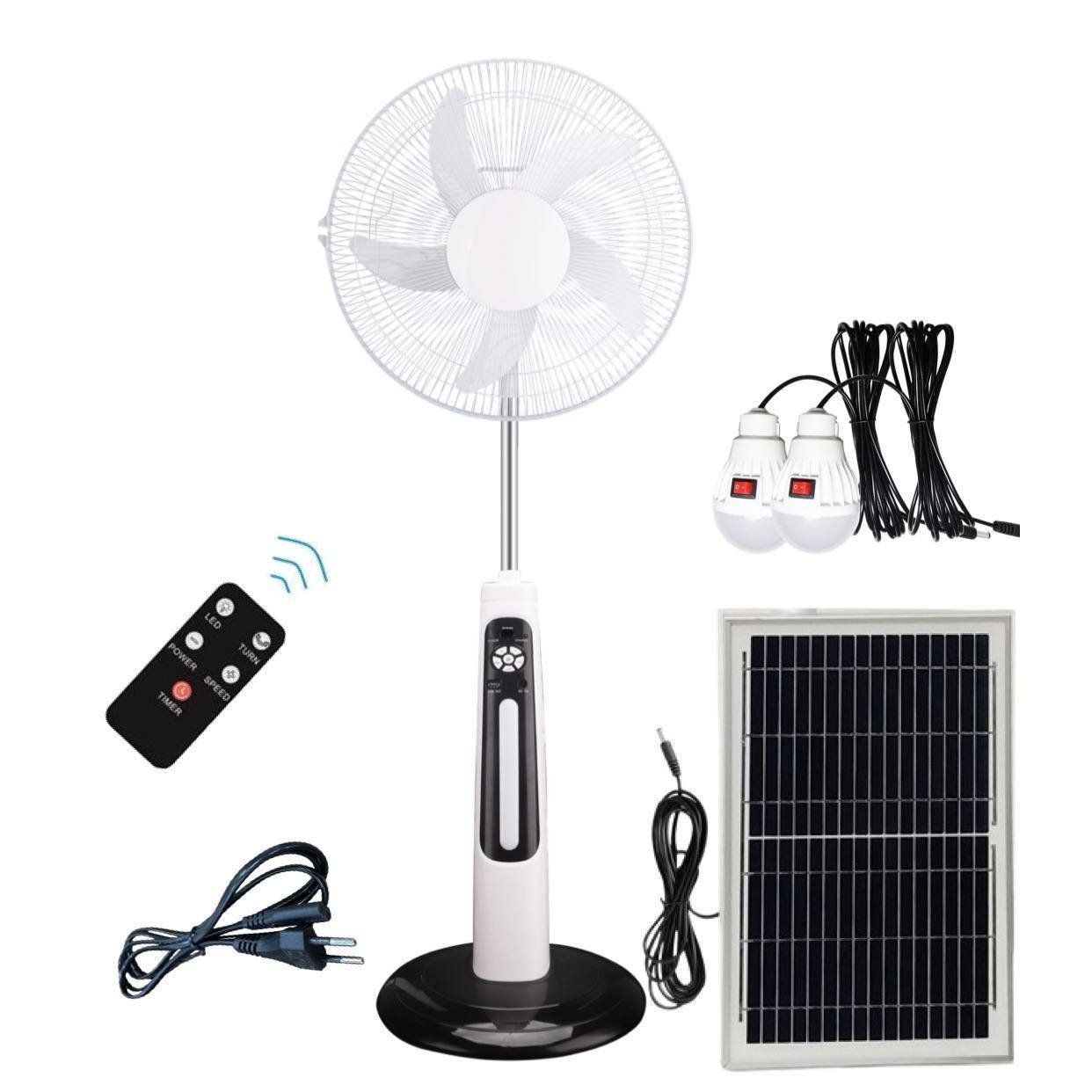 18-Inch Solar Rechargeable Pedestal Fan with LED Bulbs, view 4
