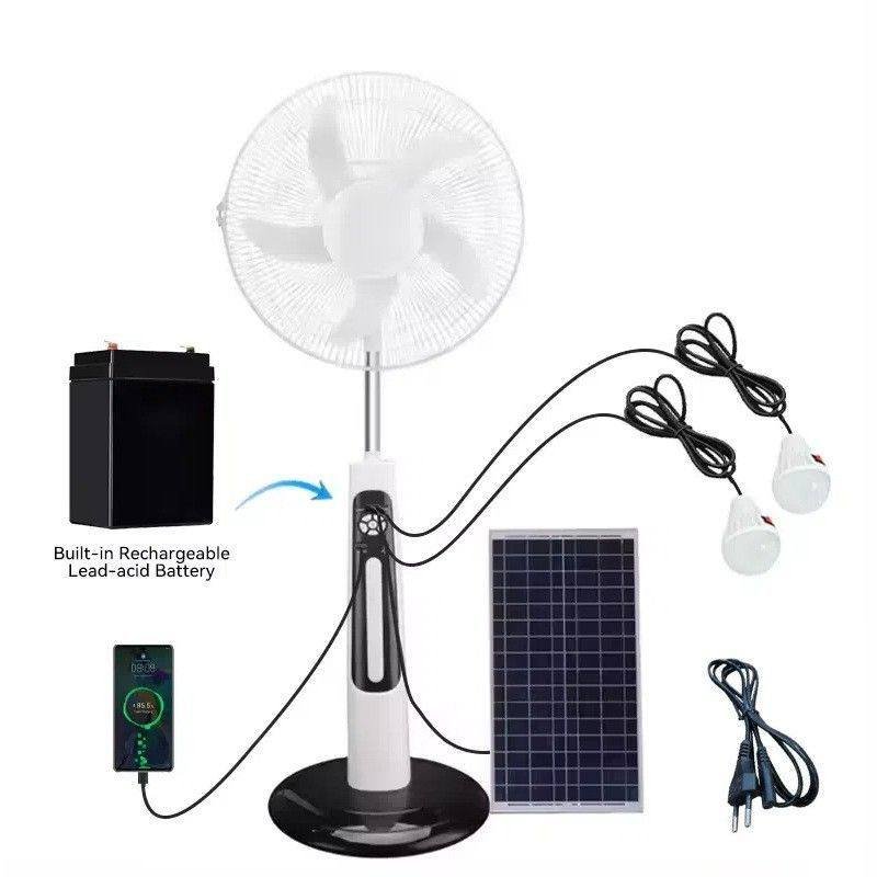 18-Inch Solar Rechargeable Pedestal Fan with LED Bulbs, view 5