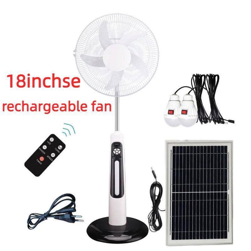 18-Inch Solar Rechargeable Pedestal Fan with LED Bulbs, view 6