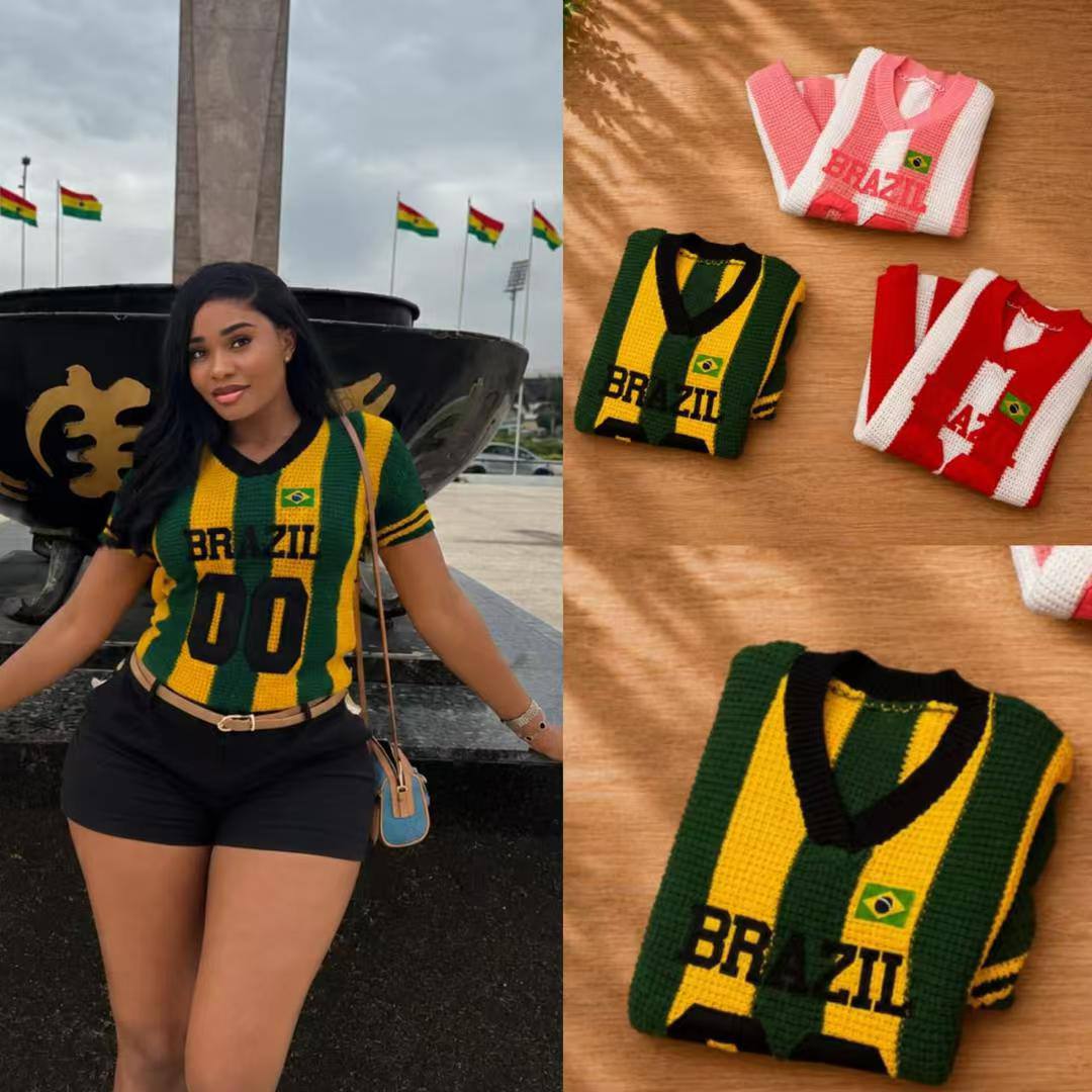 Brazil Crochet Knit Jersey Top