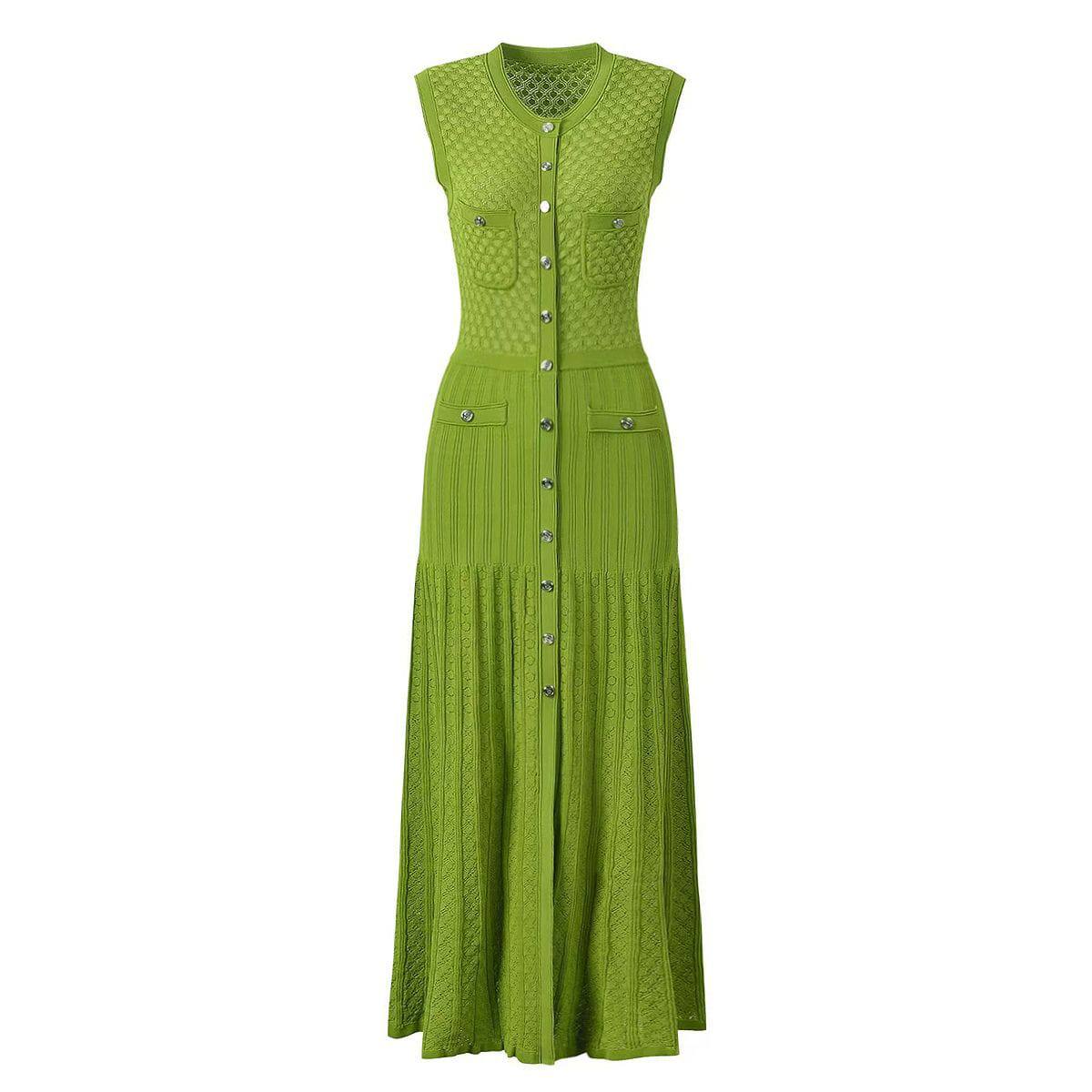 Crochet-Knit Button-Front Maxi Dress, view 2