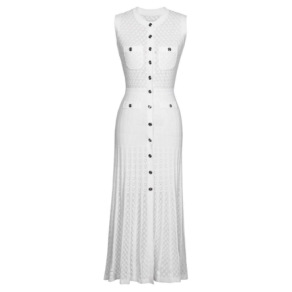 Crochet-Knit Button-Front Maxi Dress, view 3