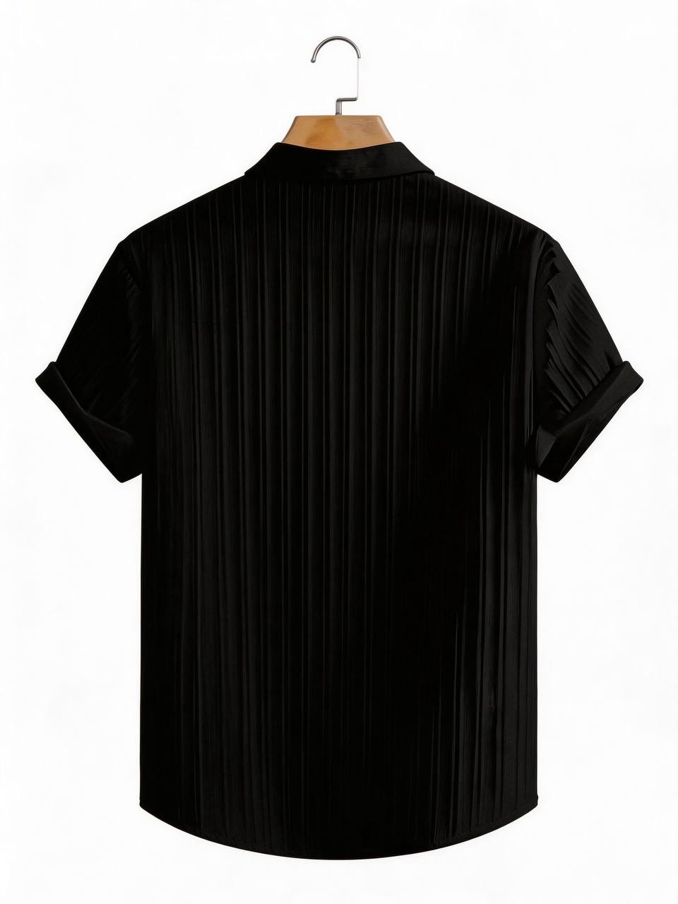 Men's Textured Pleated Short Sleeve Shirt, view 4
