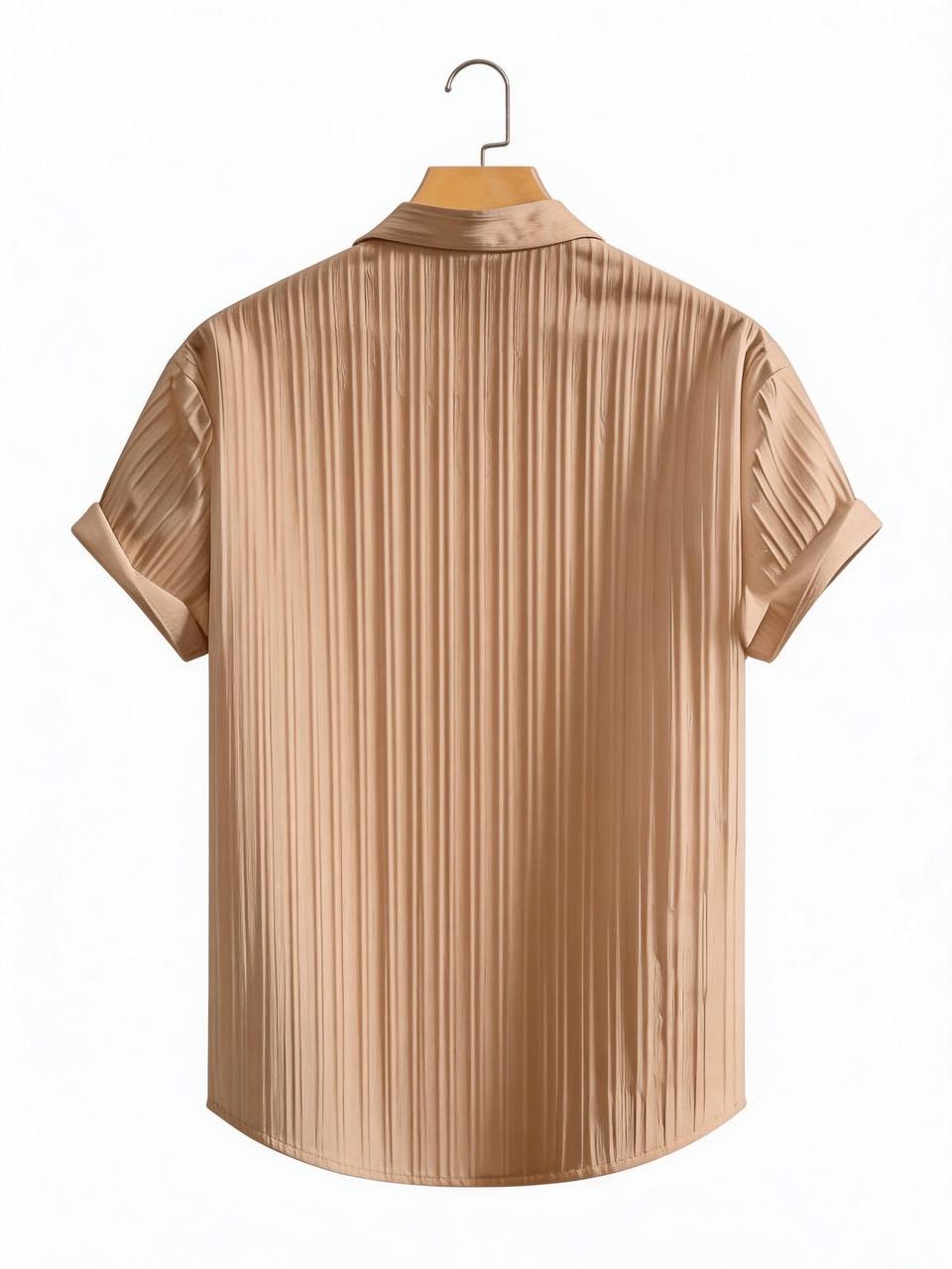 Men's Textured Pleated Short Sleeve Shirt, view 5