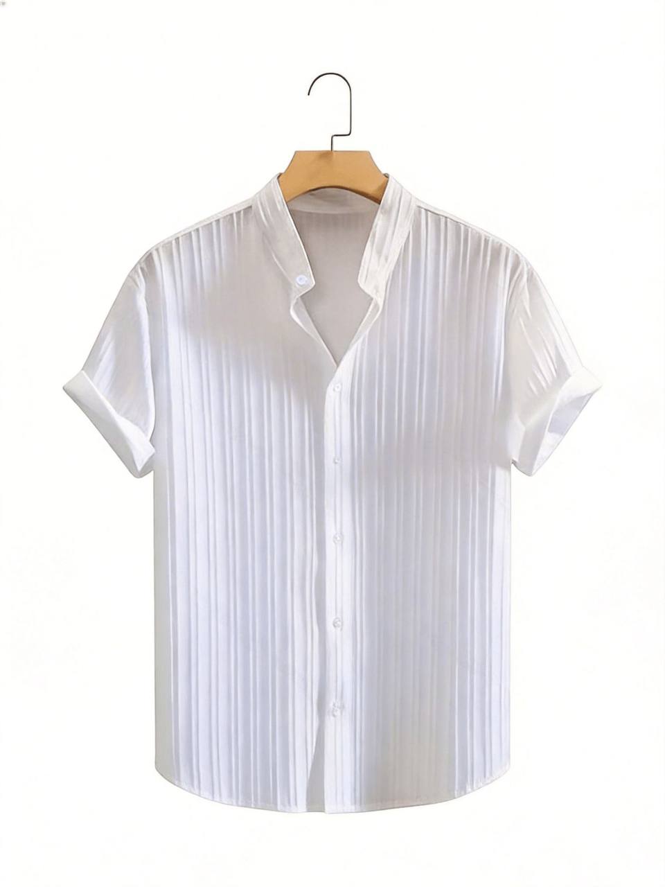 Men's Textured Pleated Short Sleeve Shirt, view 6