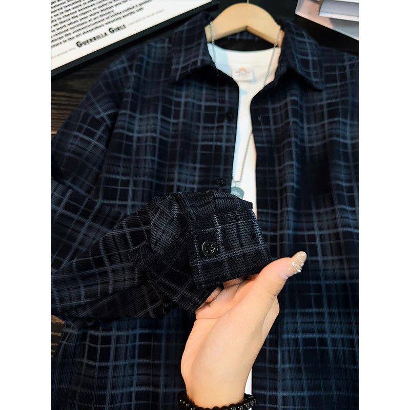 Oversized Plaid Long-Sleeve Shirt, view 3