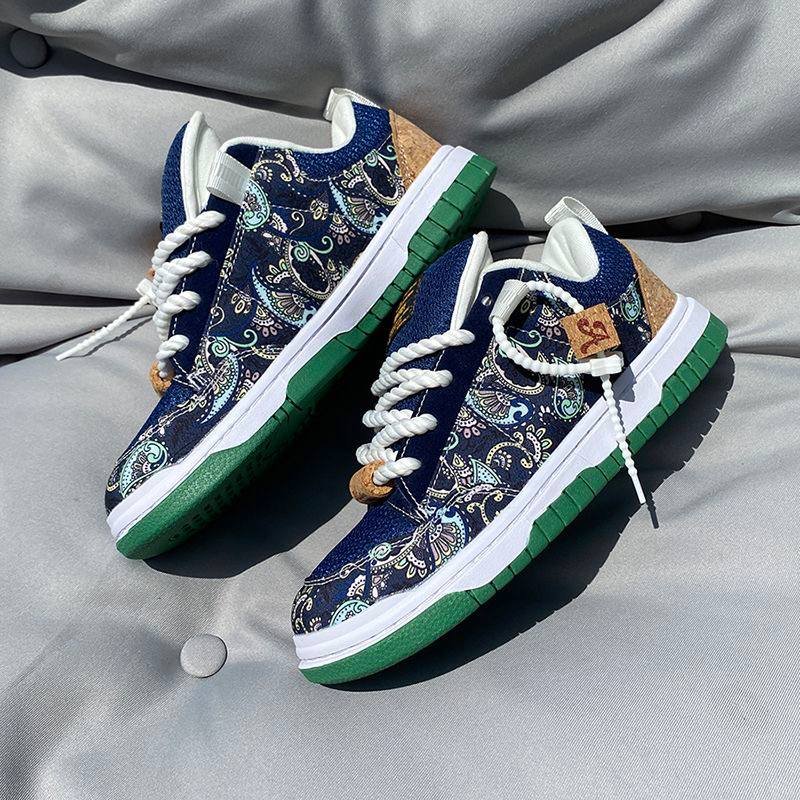 Paisley Print Denim Rope-Lace Sneakers, view 3