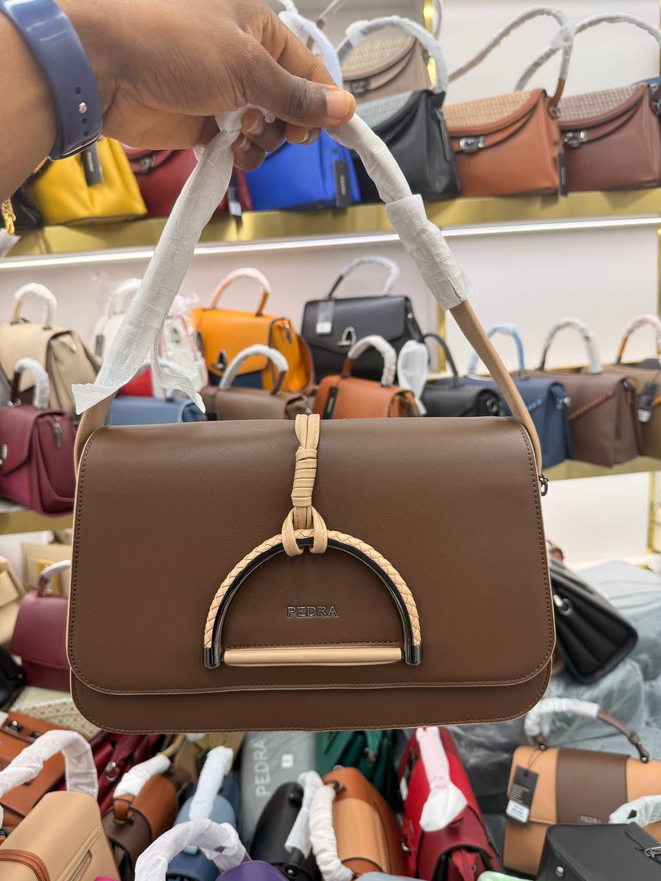 PEDRA Woven Handle Flap Crossbody Bag, view 3
