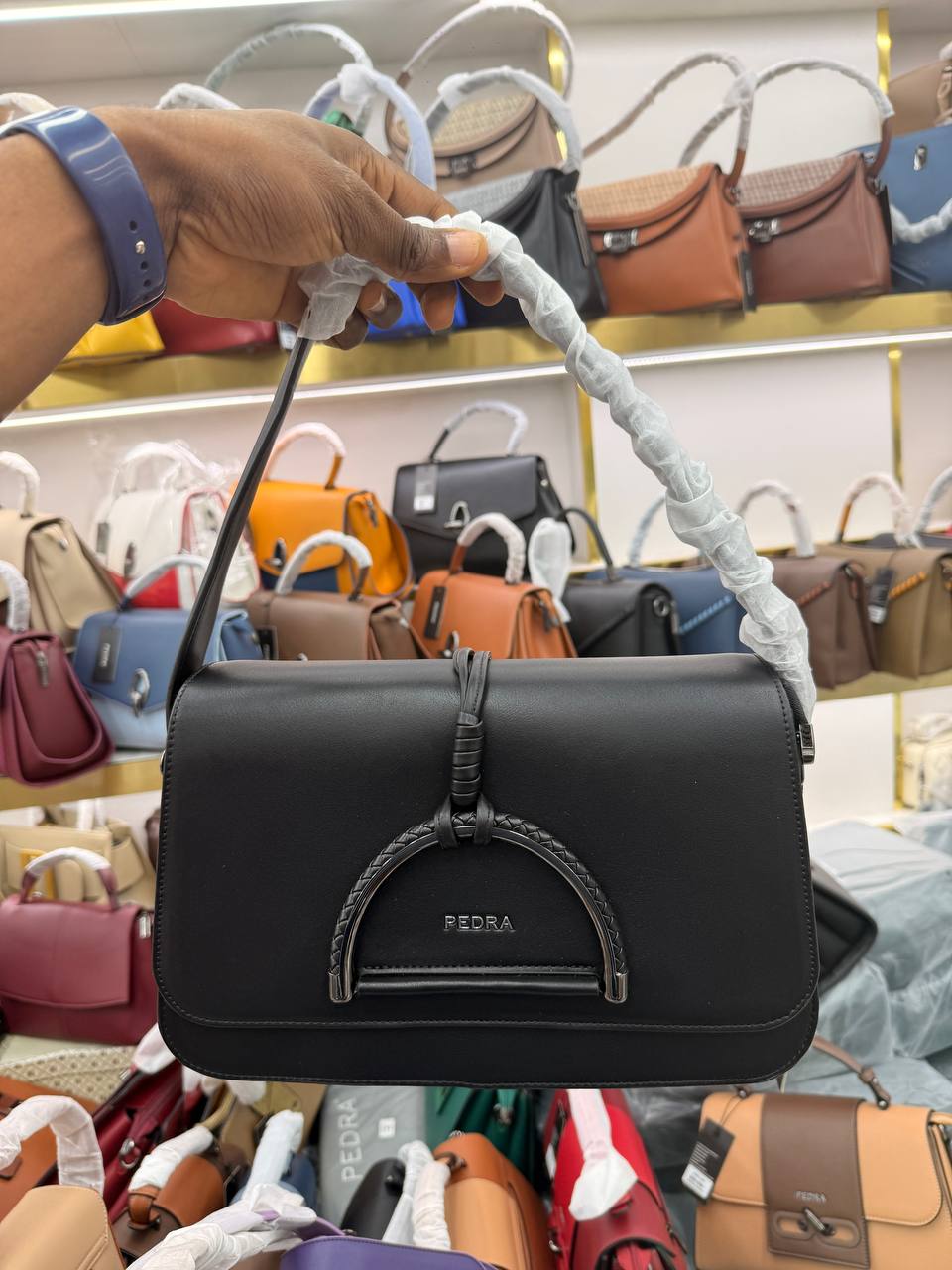 PEDRA Woven Handle Flap Crossbody Bag, view 4