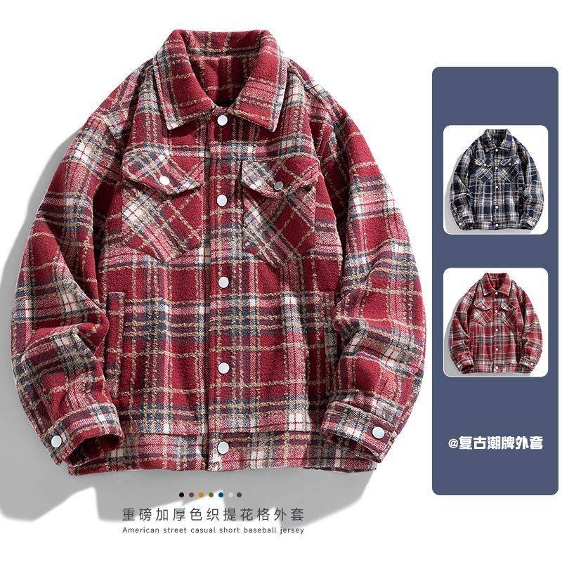 Retro Plaid Wool-Blend Trucker Jacket, view 3