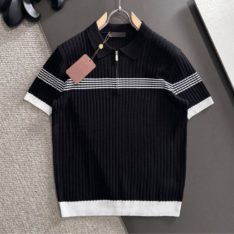 Ribbed Knit Half-Zip Polo Shirt, view 4