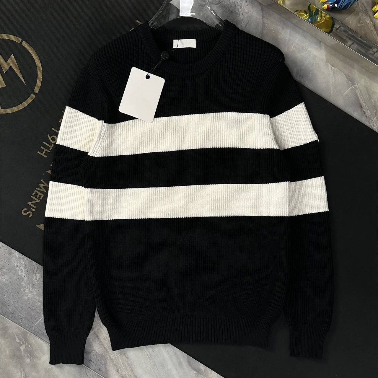 Striped Crew Neck Knit Sweater, view 2